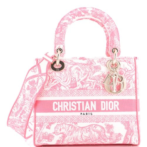 Dior, Pre-Loved Toile de Jouy Lady D-Lite Bag Embroidered Canvas, Pink | Amazon (US)