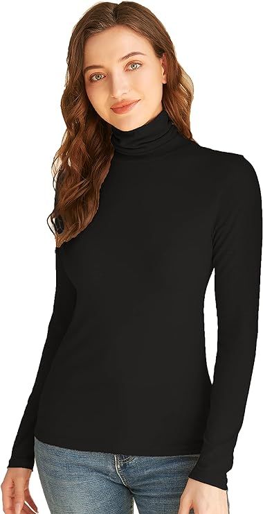 Zoviee Women Turtleneck Tops Long Sleeve Slim Fit Lightweight Base Layer Shirts | Amazon (US)