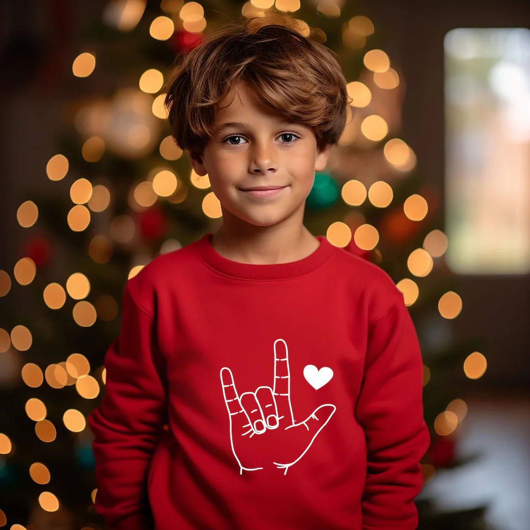 Boys Valentine's Day Sweatshirt: Sign Language 'rock and Love' - Etsy | Etsy (US)