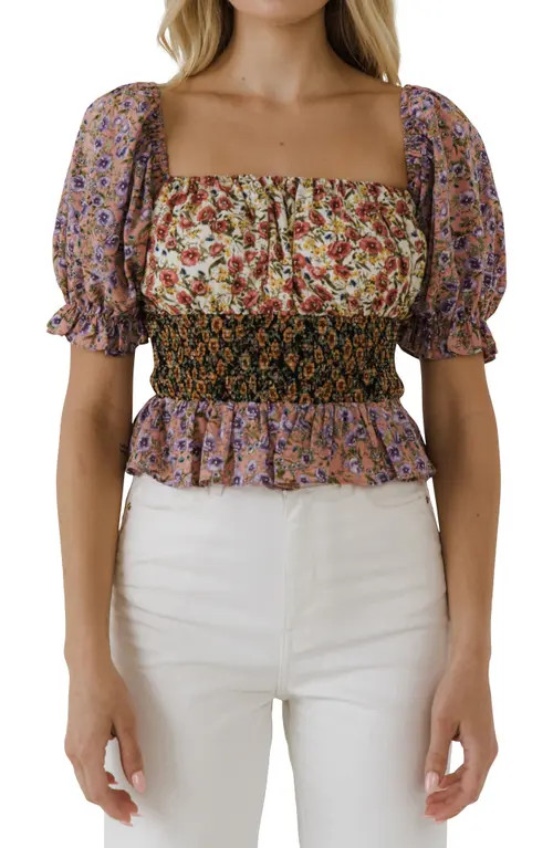Free the Roses Smocked Floral Top in Multi at Nordstrom, Size Small | Nordstrom