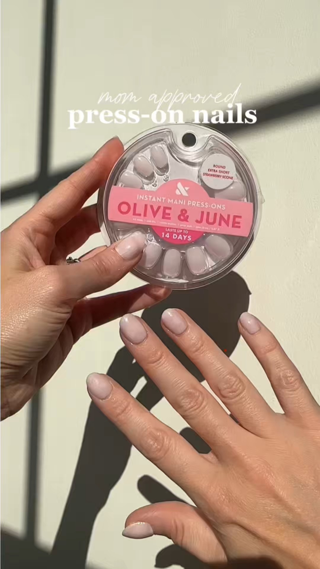My newest obsession.. press-on nails rom Olive & June! This is the only brand l've found that can outlast the chaos of busy mom life! #momapproved #pressonnails #momstyle #mommusthave #oliveandjune #ltkmom #momfavorites #mombeauty #momnails
