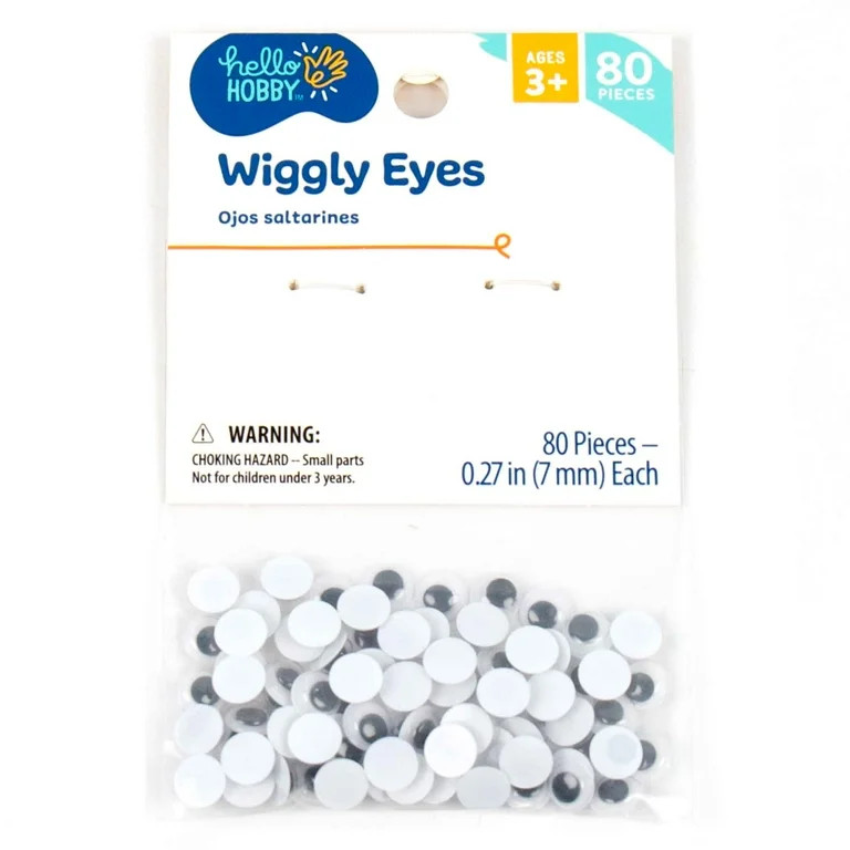 Hello Hobby Small Black and White Plastic Wiggly Eyes, 80-Pack | Walmart (US)