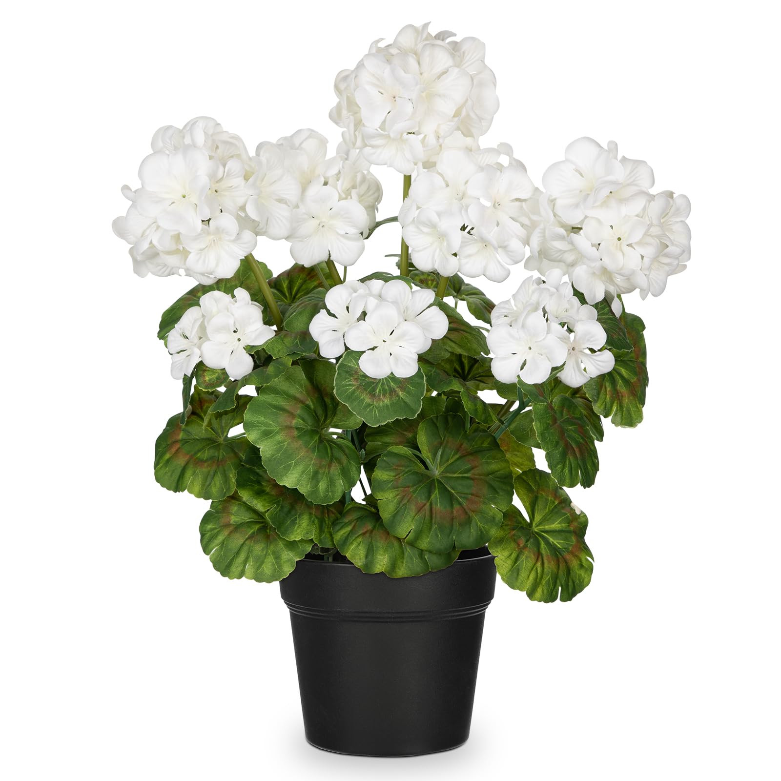 Briful Artificial Geranium Potted Plant – 16” Tall, Realistic Silk Flowers with Vibrant Green... | Amazon (US)