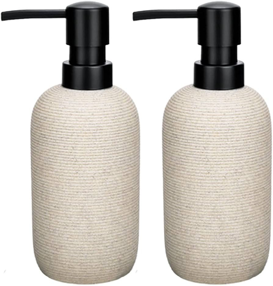 Resin Soap Dispenser Set, 2 Pcs Heavy & Sturdy Matte Beige Lotion Dispensers Soap Dispensers for ... | Amazon (US)