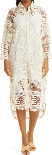 FARM Rio Guipure Lace High/Low Shirtdress | Nordstrom | Nordstrom