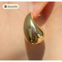 Kylie Bottega Veneta Dupe Earrings, Gold Filled Dome Hoop Large Teardrop Huggie Earrings, Chunky Ear | Etsy (UK)