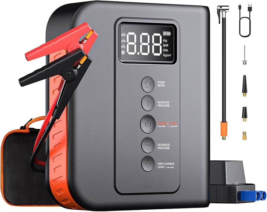 Portable Car Jump Starter with Air Compressor, 1000A 150PSI Car Battery Jump Starter (7L Gas/5.5L... | Amazon (US)
