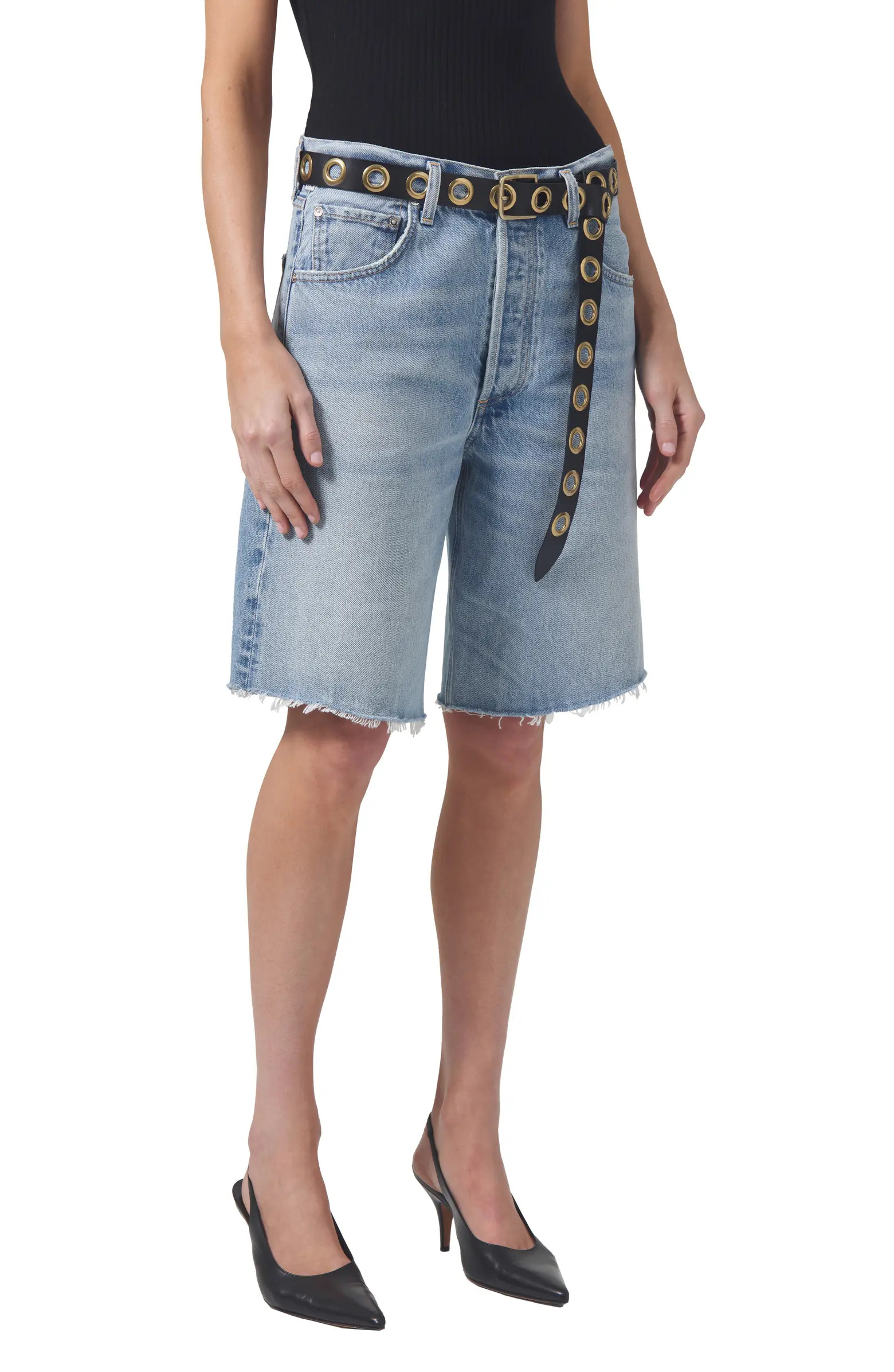 Ayla High Waist Baggy Long Denim Shorts | Nordstrom
