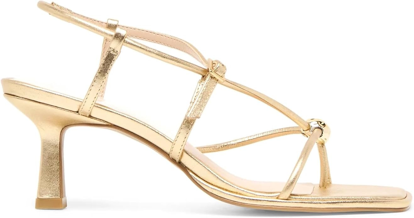 Strappy Heels for Women Square Open Toe Slingback Flip Flops Kitten Heels Thong Ankle Strap Heele... | Amazon (US)