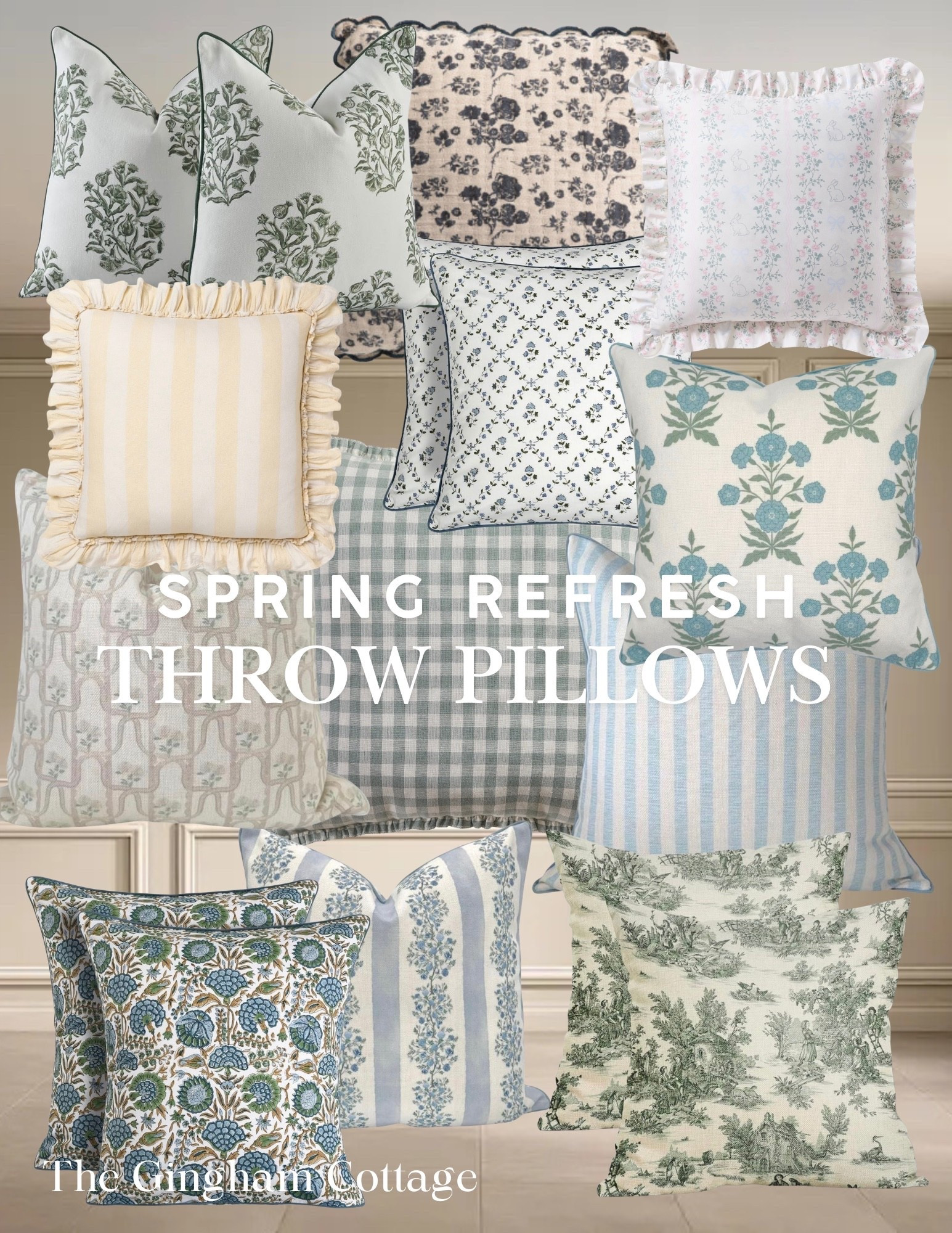 Gathered up a collection of my favorite throw pillows to give your space a quick little spring refresh 🌸. 
Home, pillows, spring 