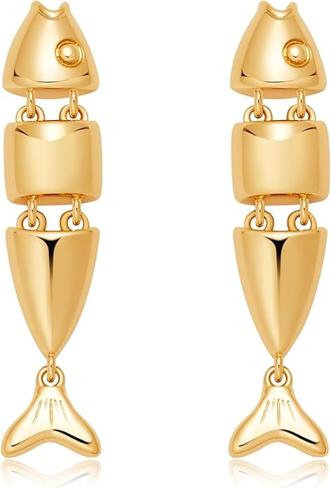 Gold Fish Drop Earrings Simple Summer Beach Earrings for Women Trendy Dainty Ocean Jewelry for Gi... | Amazon (US)