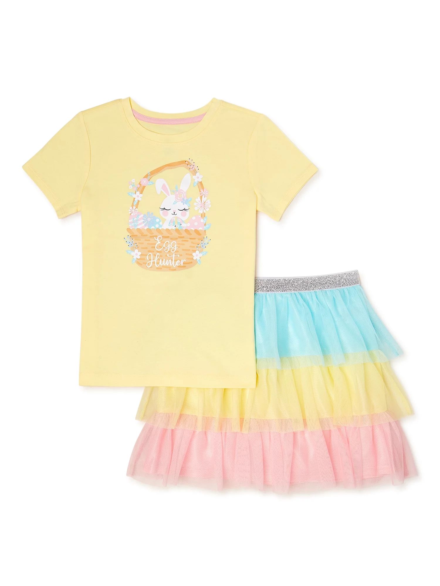 Way to Celeberate Girls Easter 2pc Tee & Skirt Outfit Sizes 4-18 | Walmart (US)