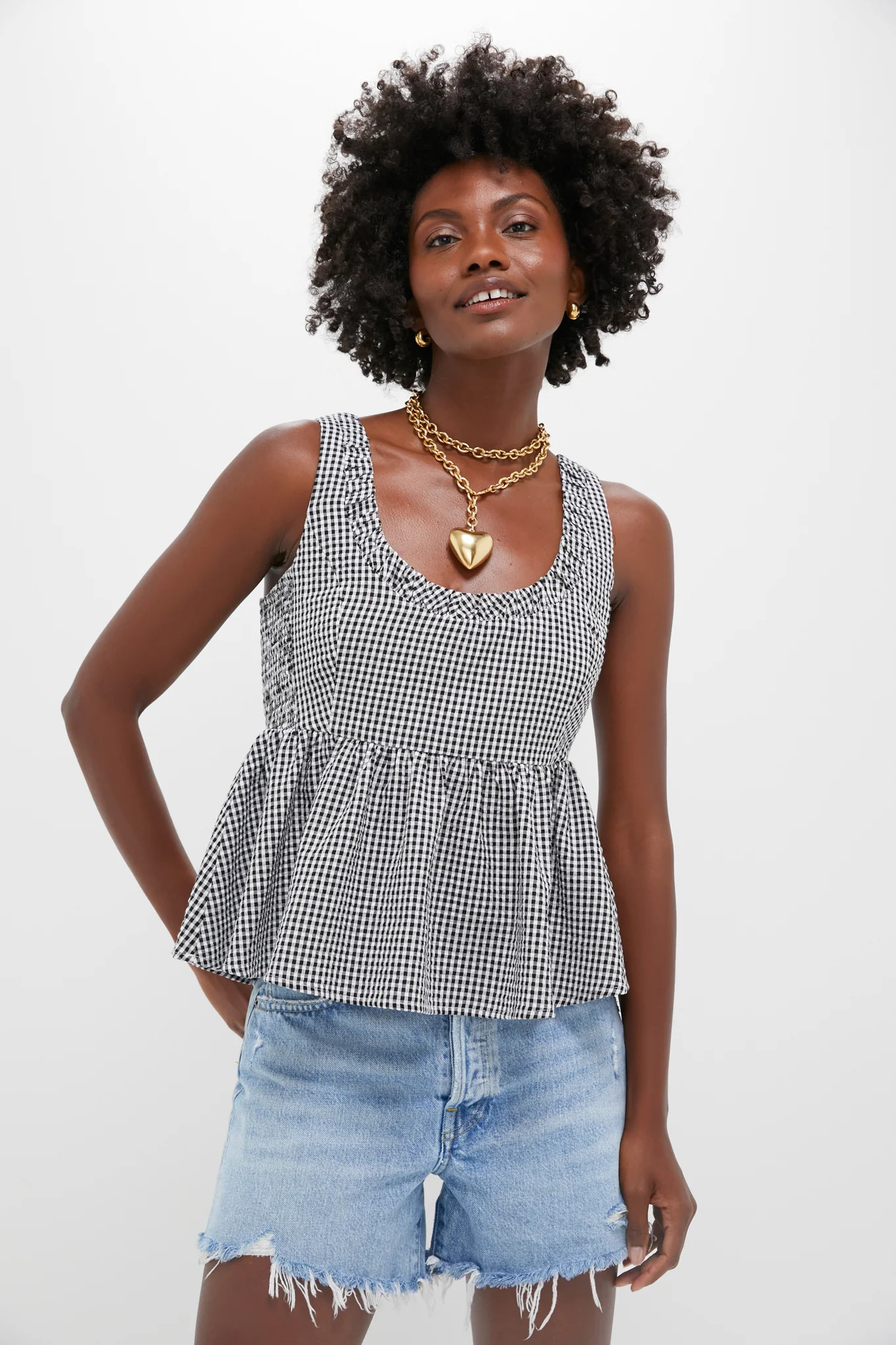 Black Gingham Seersucker Raven Bubble Top | Tuckernuck (US)