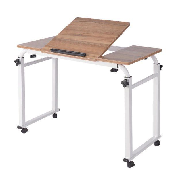 Adjustable Overbed Table with Wheels, Rolling Mobile Computer Desk Standing Workstation Laptop Ca... | Walmart (US)