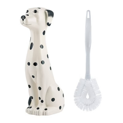 Allure Home Creations 2pc Dalmatian Ceramic Toilet Brush Holder with Plastic Brush Cleaning Accessories Set | Target