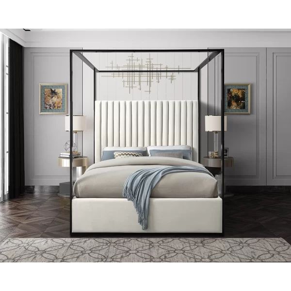 Gianluca Tufted Upholstered Low Profile Canopy Bed | Wayfair North America