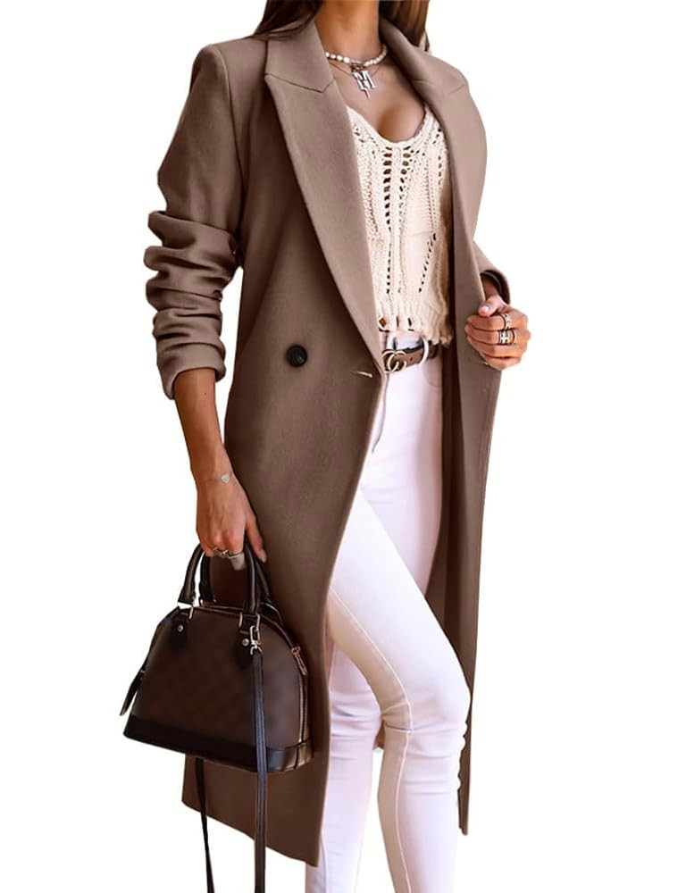 IDEALSANXUN Long Wool Coats for Women Fall Winter Trench Coat Peacoat Double Breasted Blazer Jack... | Amazon (US)