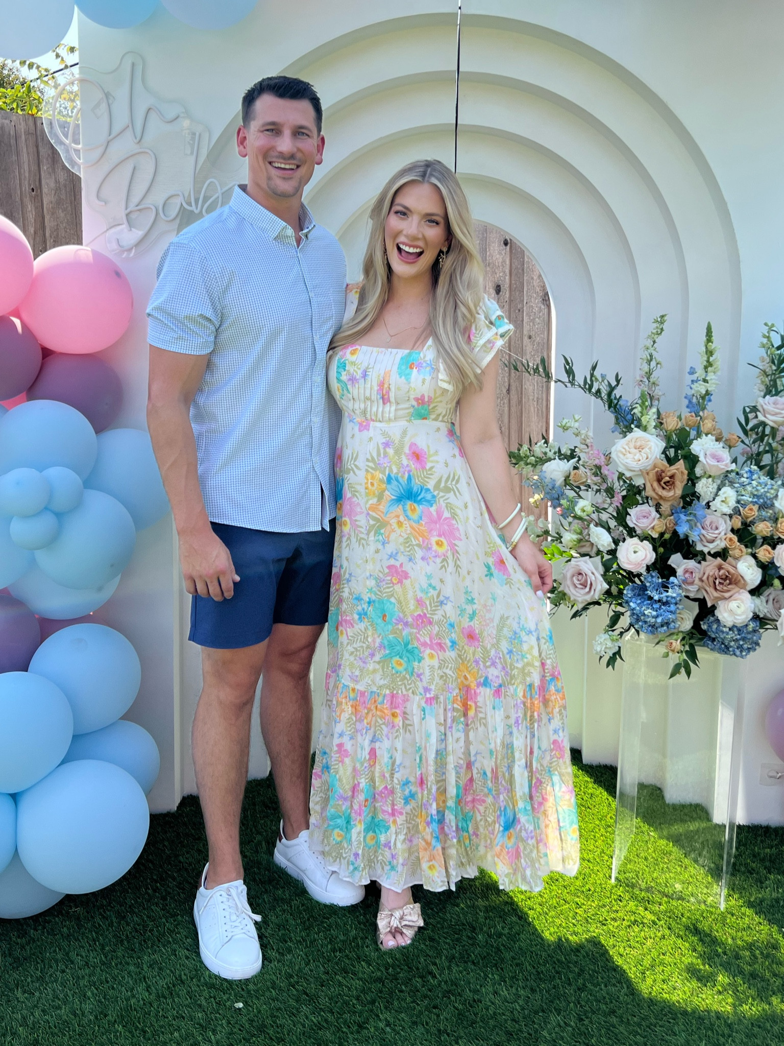 Countless compliments and uses for this Spell dress. I’m wearing  a small but works as an early maternity dress due to low back, stretchy waist, and overall flowy fit. Paired with low metallic heel just $36 true to size, wearing a 7 and my Kendra Scott earrings are on sale! Conner is in sweat wicking material by Mizzen and main. His shirt and shorts come in a variety of colors

#LTKshoecrush #LTKmens #LTKbump