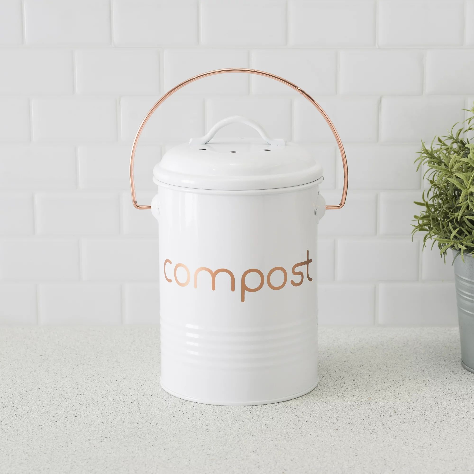 Grove Compact Countertop Compost Bin, White | Walmart (US)