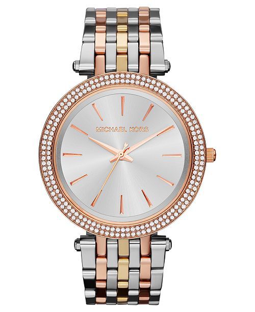 Michael Kors Women's Darci Tri-Tone Stainless Steel Bracelet Watch 39mm MK3203 & Reviews - Watche... | Macys (US)