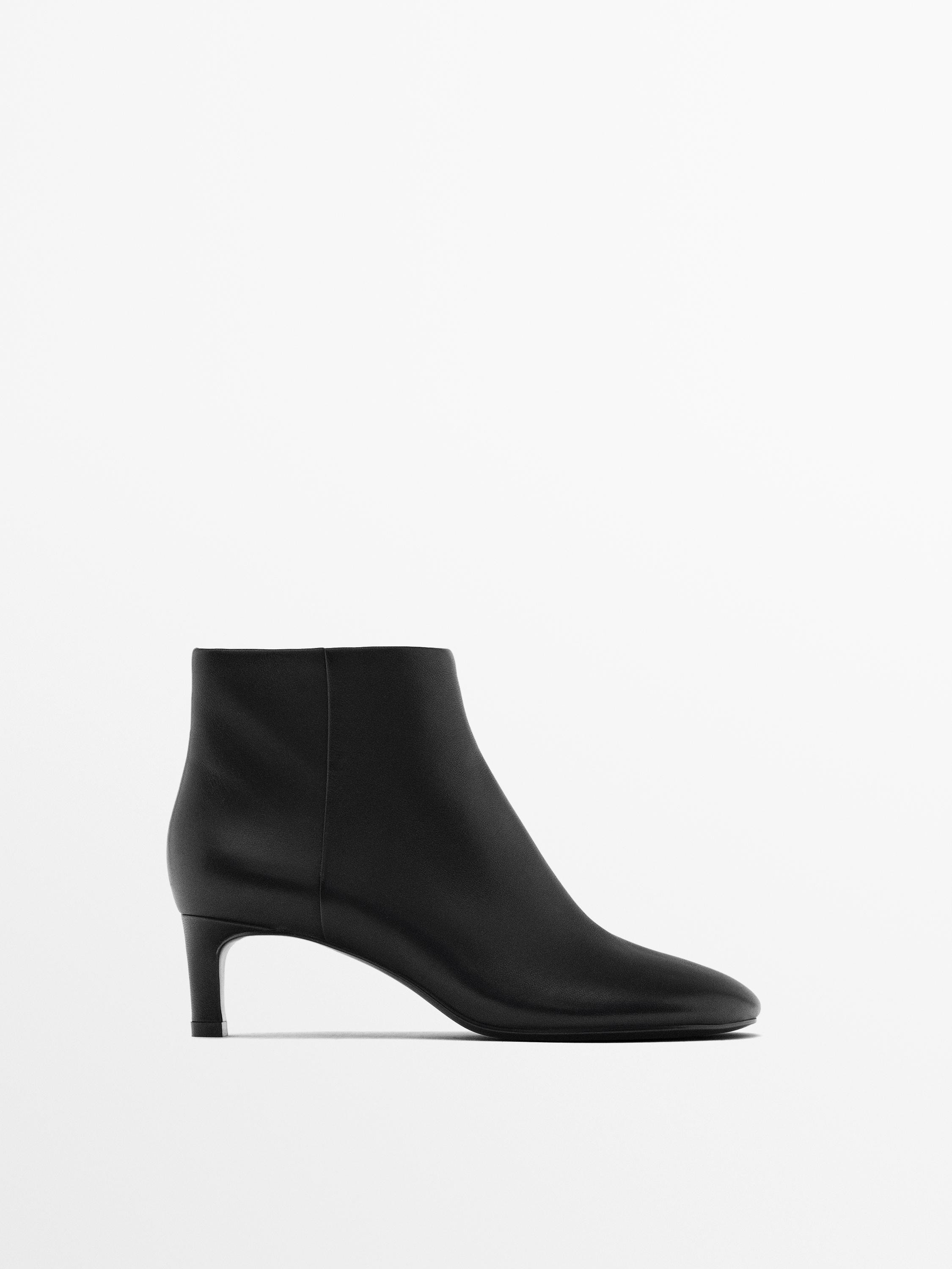 Leather heeled ankle boots | Massimo Dutti US