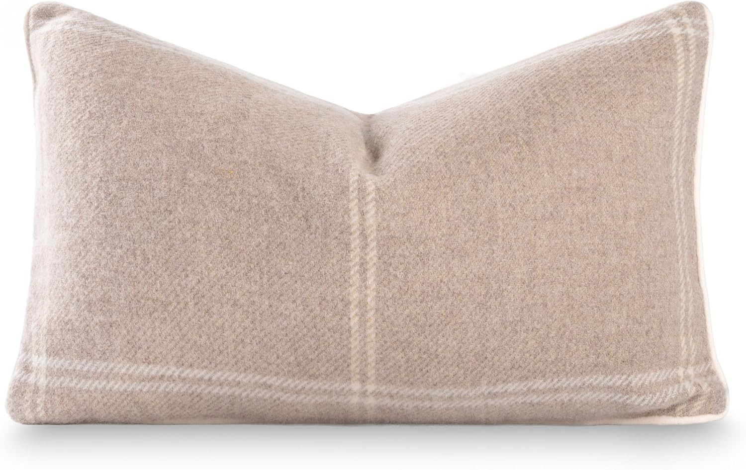 Hofdeco Premium Merino Wool Windowpane Lumbar Pillow Cover, 12x20, Camel | Amazon (US)