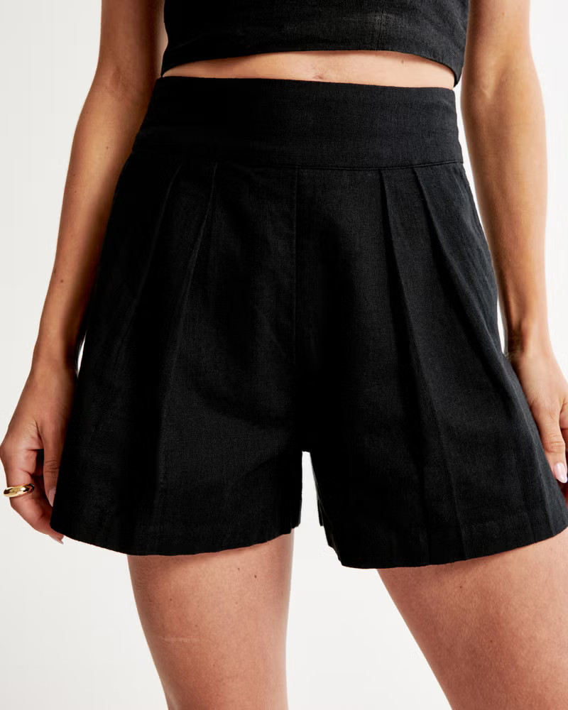 Ultra High Rise Linen-Blend Pull-On Short | Abercrombie & Fitch (US)