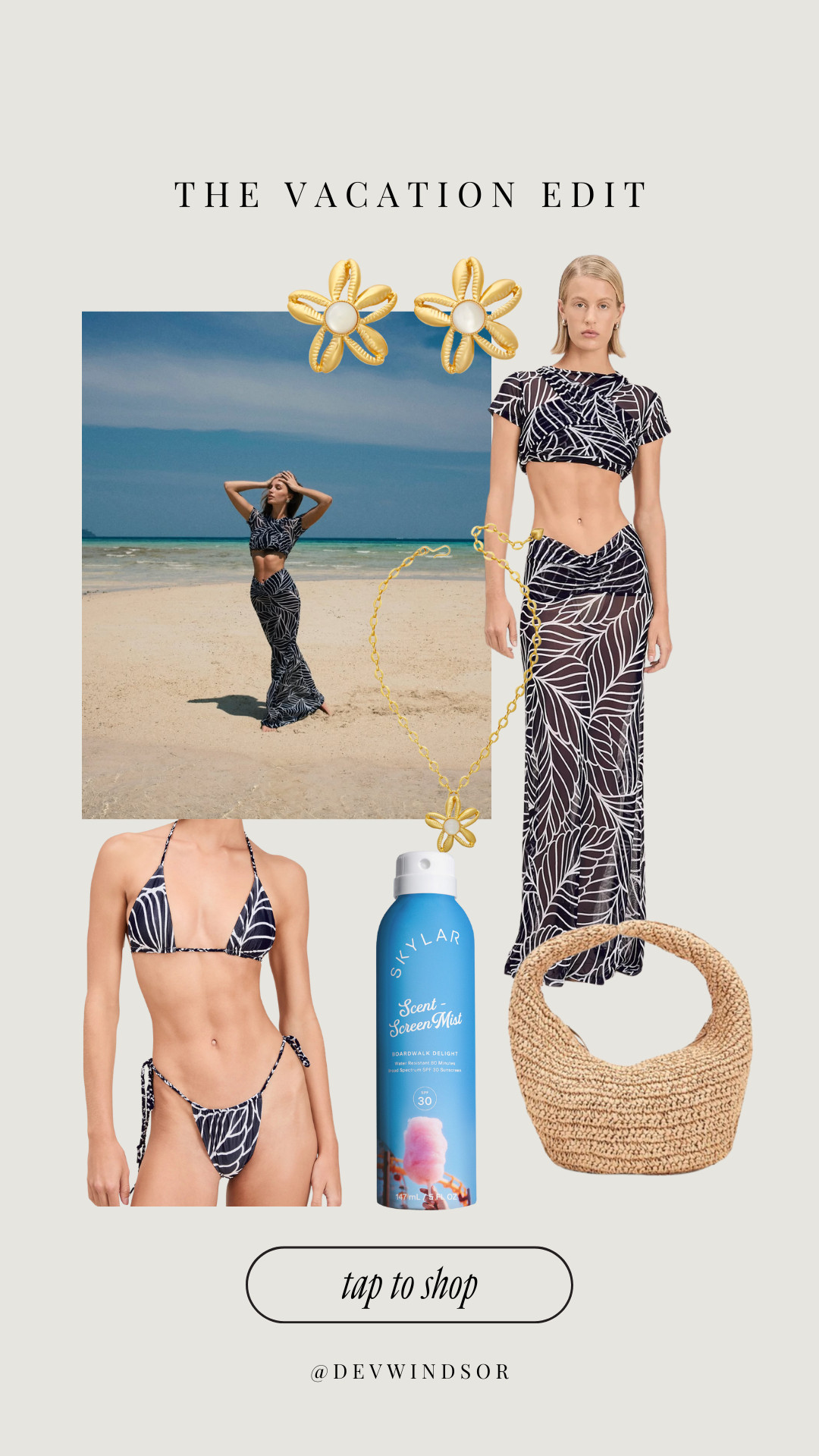 Vacation outfit inspo! 🤍🐚  The perfect textured bikini print & raffia bag. 

 #LTKStyleTip #LTKSwim #LTKTravel