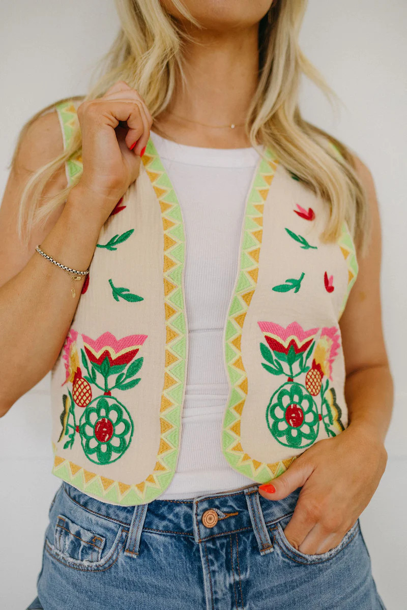 Daydream Embroidered Vest | Good Grace Boutique