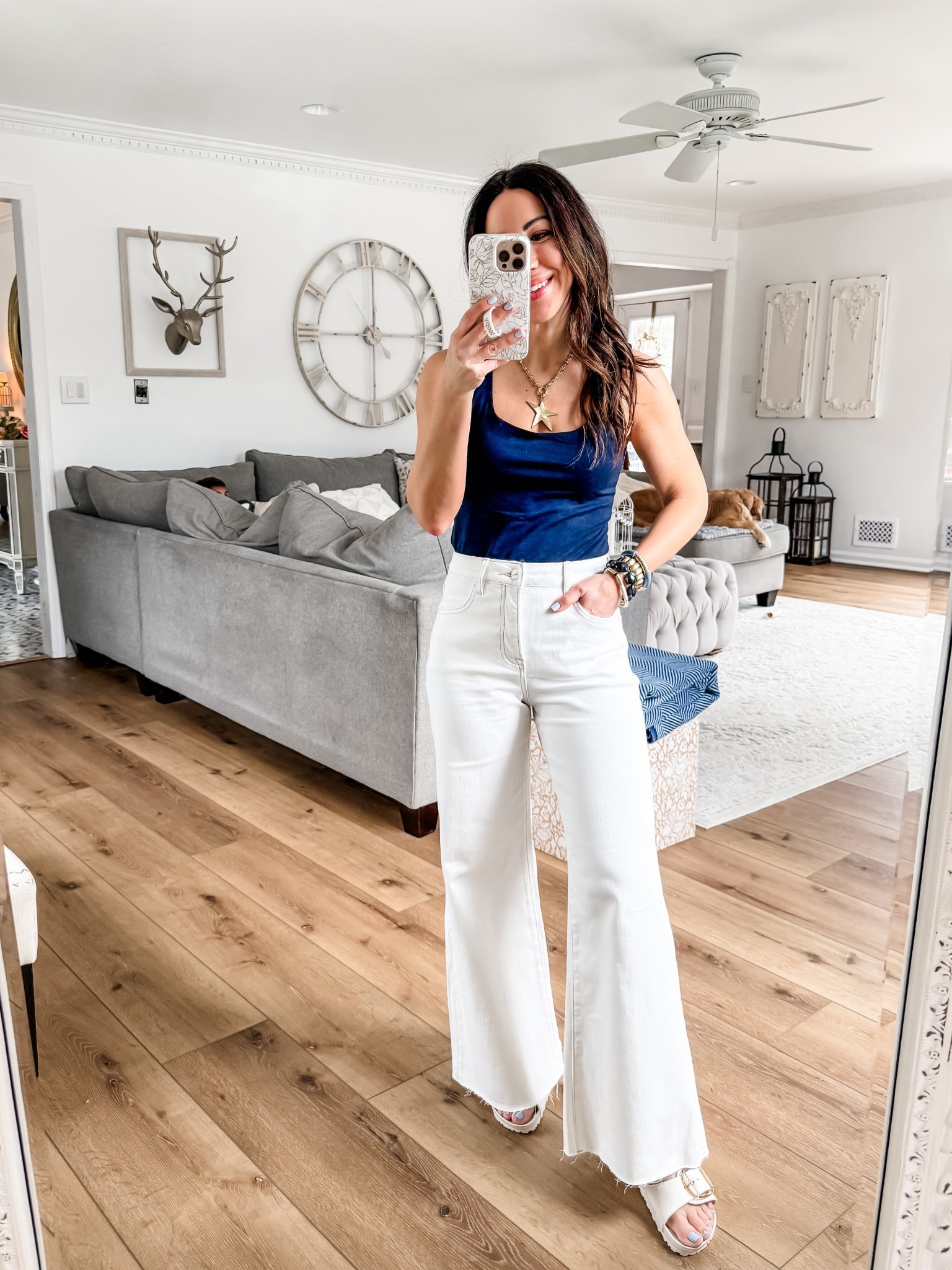 20% at Social Threads through 3/8 with code FF20. Wearing 25 white wide leg jeans. Small cardigan. Small petite tank top. Sandals TTS.



#LTKPetite #LTKOver40 #LTKSaleAlert
