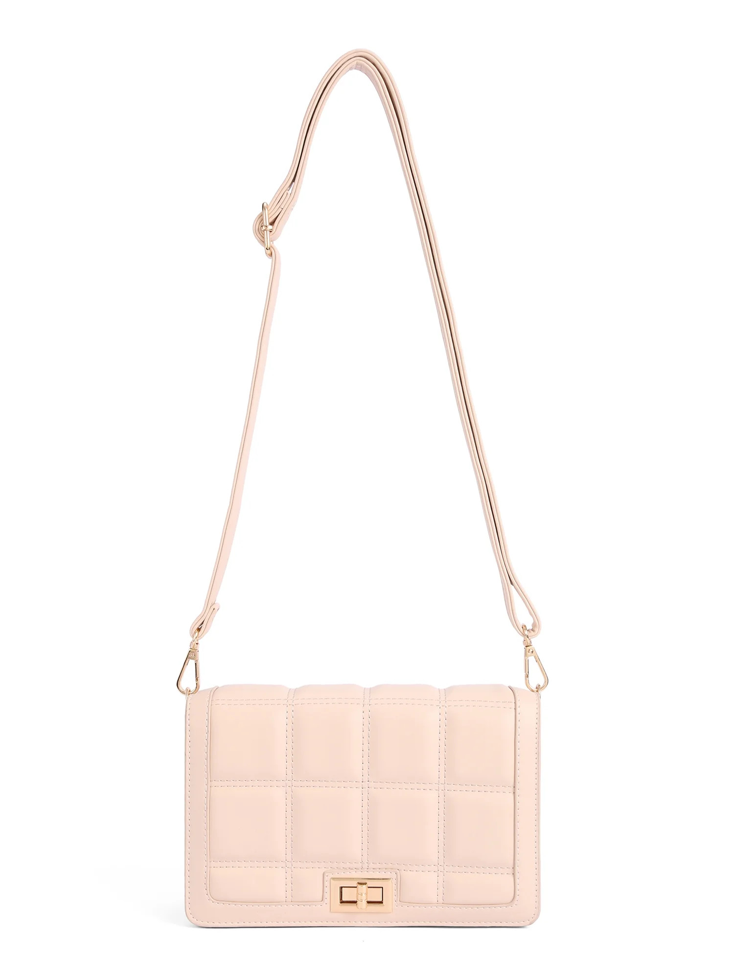 BeCool Women's Nude Quilted Crossbody Bag with Flap Nude - Walmart.com | Walmart (US)