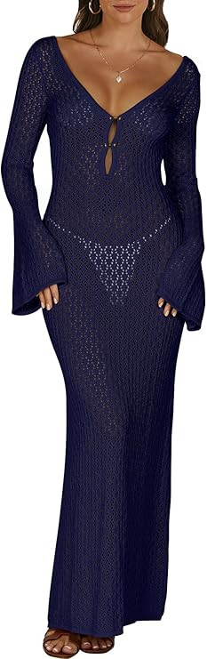 ANRABESS Women Swimsuit Swim Crochet Cover Up Knit Bathing Suit Swimwear 2026 Summer Bodycon Beac... | Amazon (US)