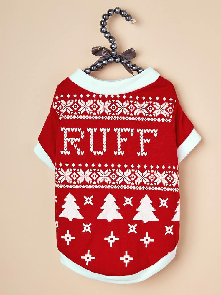 Christmas 1pc Letter Graphic Pet Tee | SHEIN