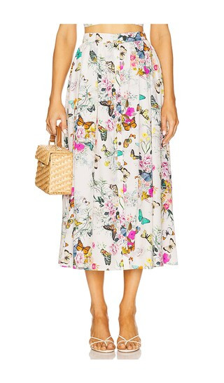 Seina Midi Skirt in White Charonda Butterfly | Revolve Clothing (Global)