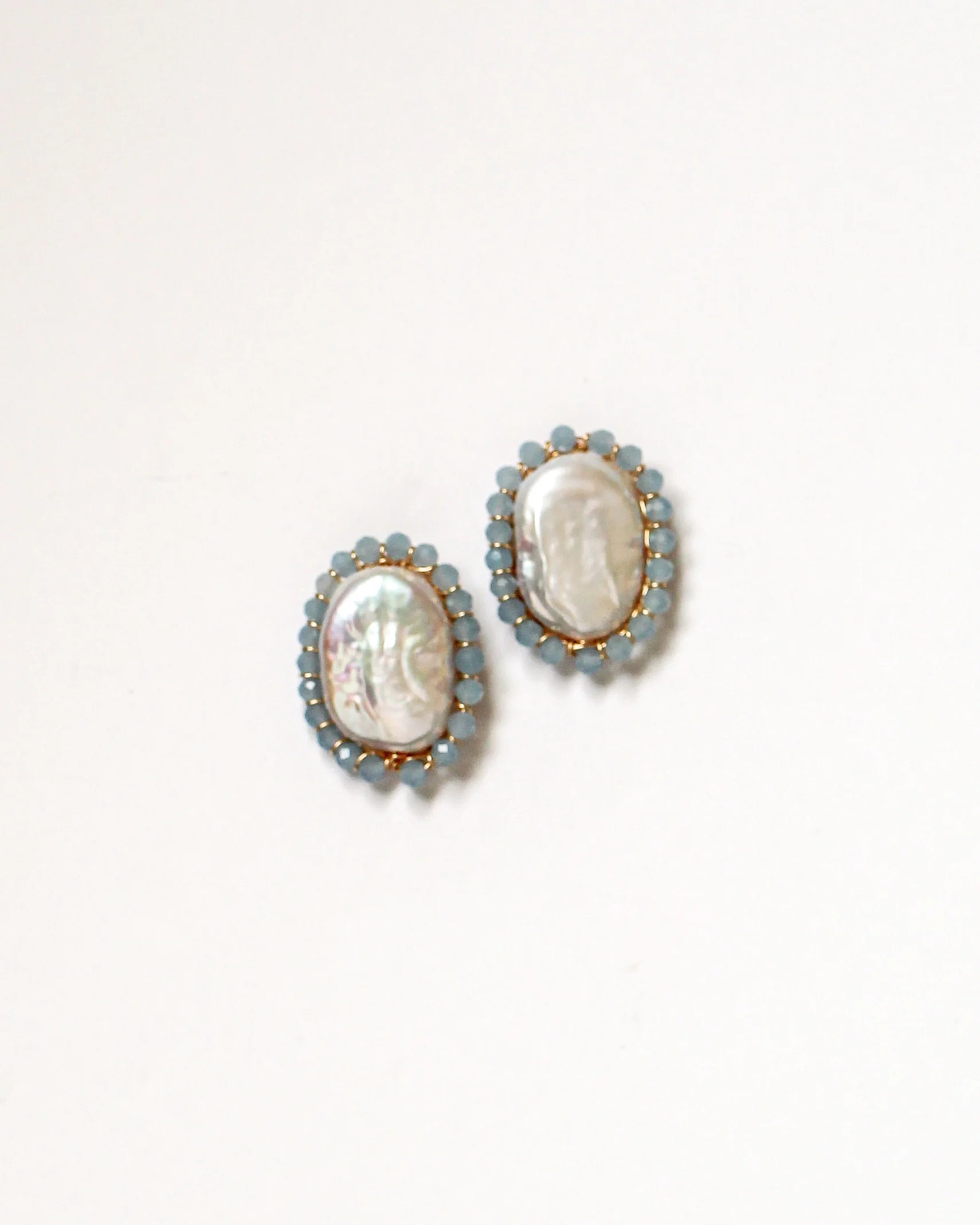 Blue Halo Pearl Studs | Vivian Drew