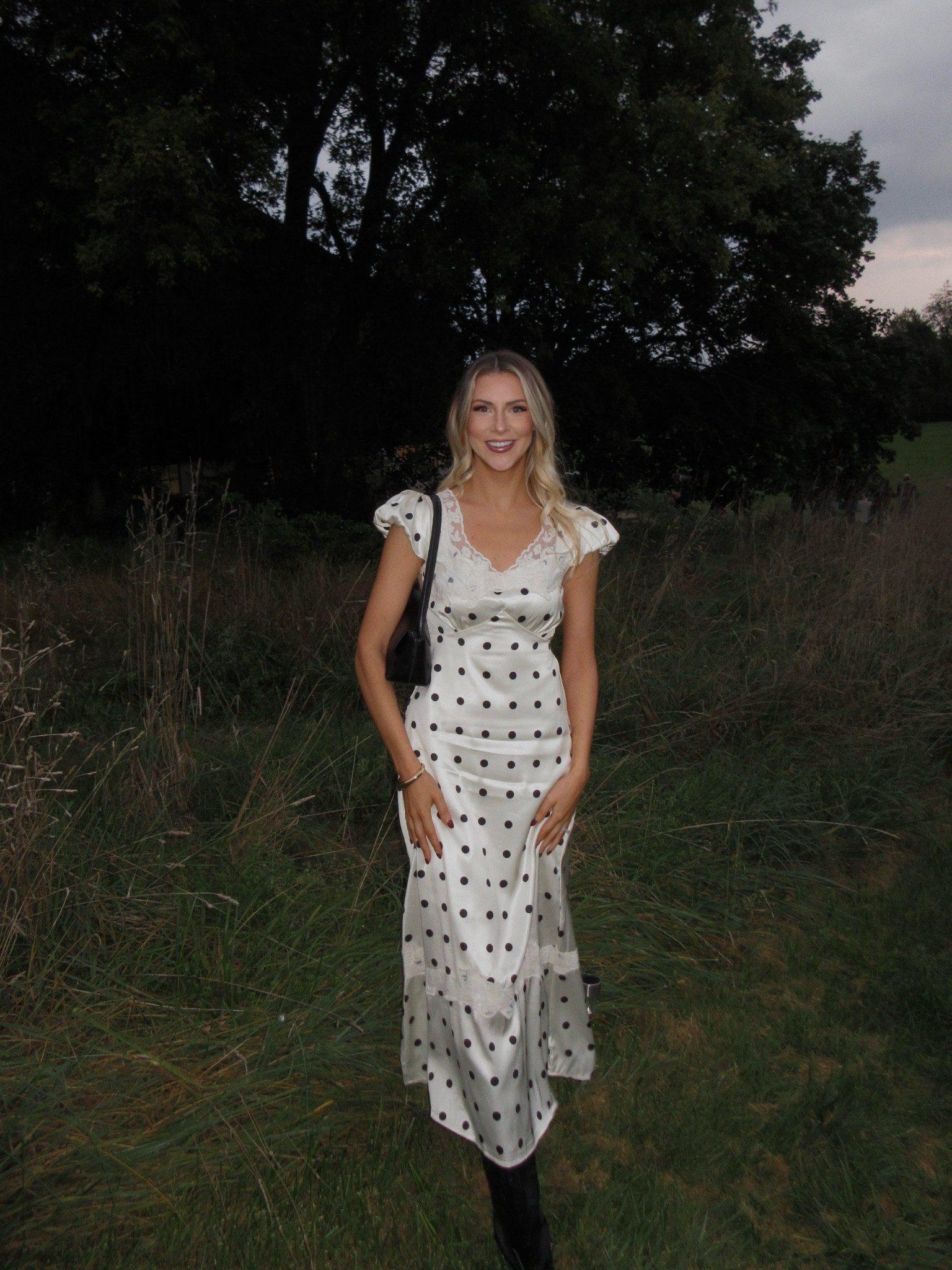 Fall outfits, polka dot dress, cream and black dress, silk dress, long cream silk dress, date night outfit, weekend outfit, shopping outfit, winery outfit, dinner outfit, fall dress, silk dress lace detail 🤍

#LTKxPrimeDay #LTKFindsUnder100 #LTKSeasonal