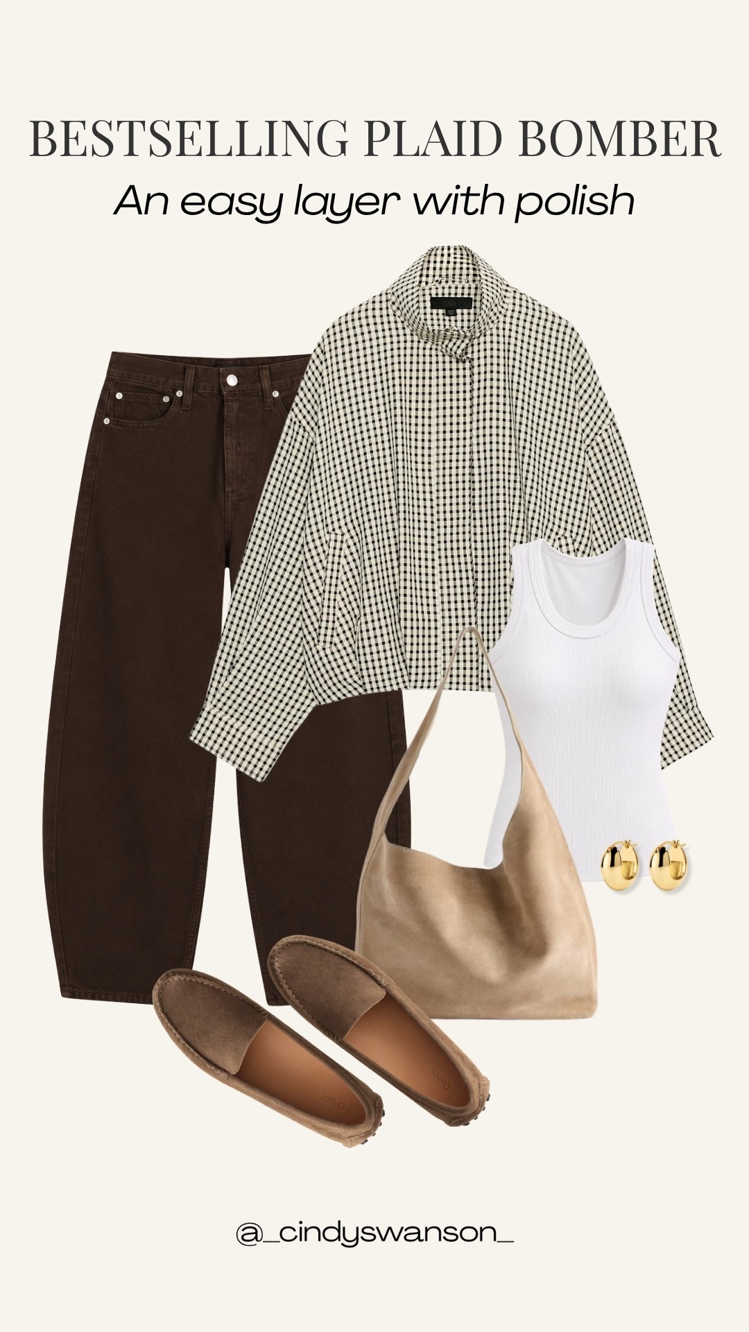 This bestselling plaid bomber is such a versatile layer. I love the classic black-and-cream check with brown jeans and a simple white tank, it adds polish without making the outfit feel overdone, and it’s an easy piece to carry into the next season.

💡 LTK MADE EASY
❤️ Heart = Support my posts!
🔖 Save = Get sale & restock alerts
📋 Lists = Keep favorites organized
📲 Share = Send lists and products to a friend. Hello, Christmas List!
💬 Comment = Ask me anything about what I’m wearing.:-)

#LTKootd #LTKOver40 #LTKMidsize