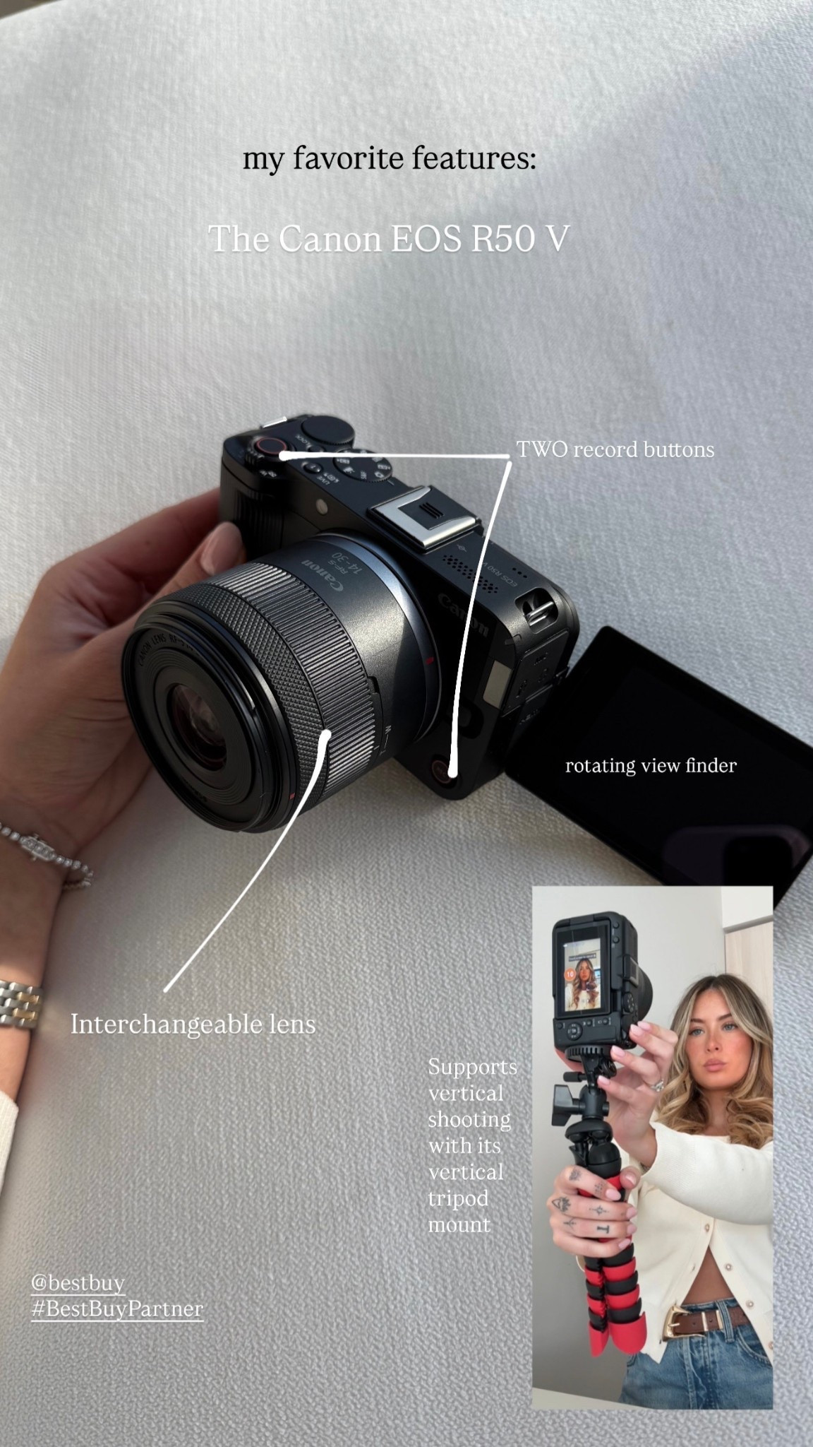 #BestBuyPartner The Canon EOS R50 V is your best friend for all things content creation! Get yours today @bestbuy! #Canon #EOSR50V