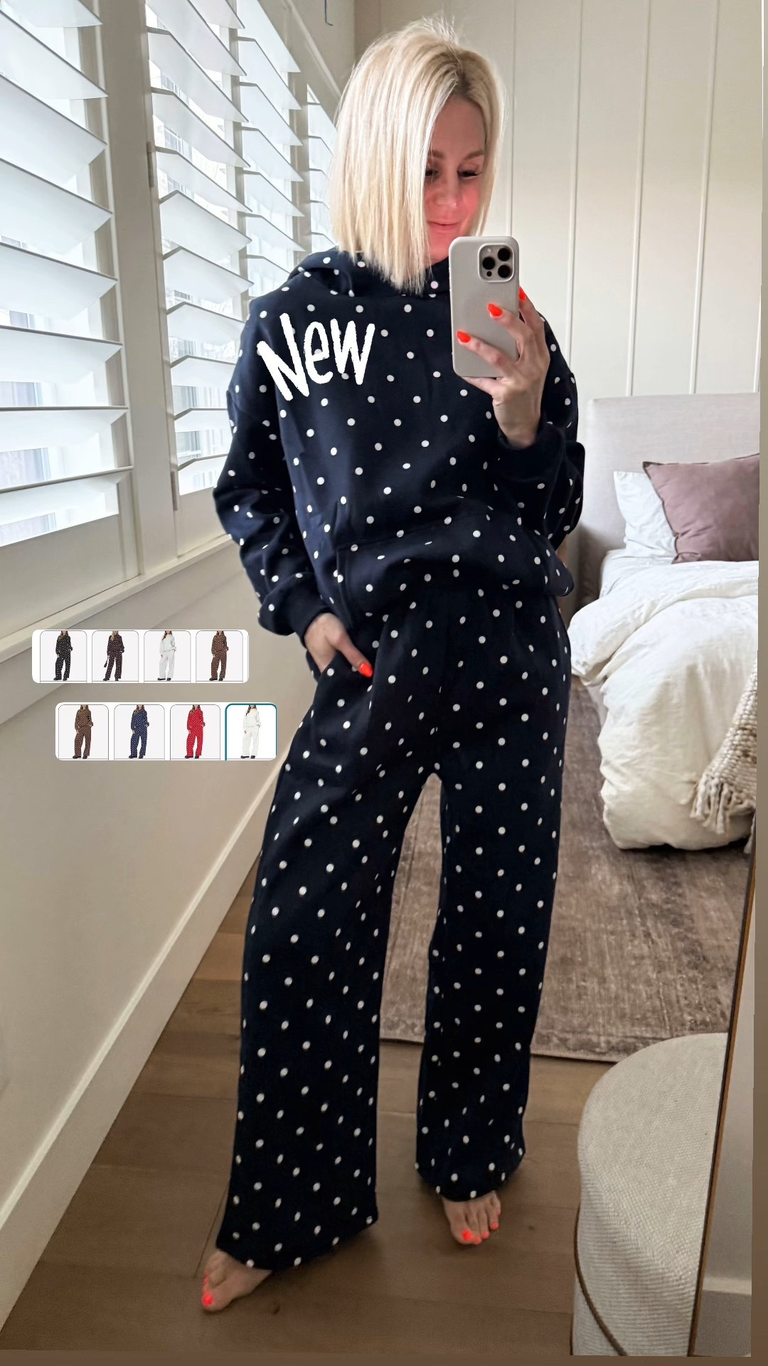 Polka dot sweats set! 
So many colors — brown, red, black & white. I’m wearing a large, but should’ve done a medium. Oversized!


#LTKOver40 #LTKActive #LTKValentine