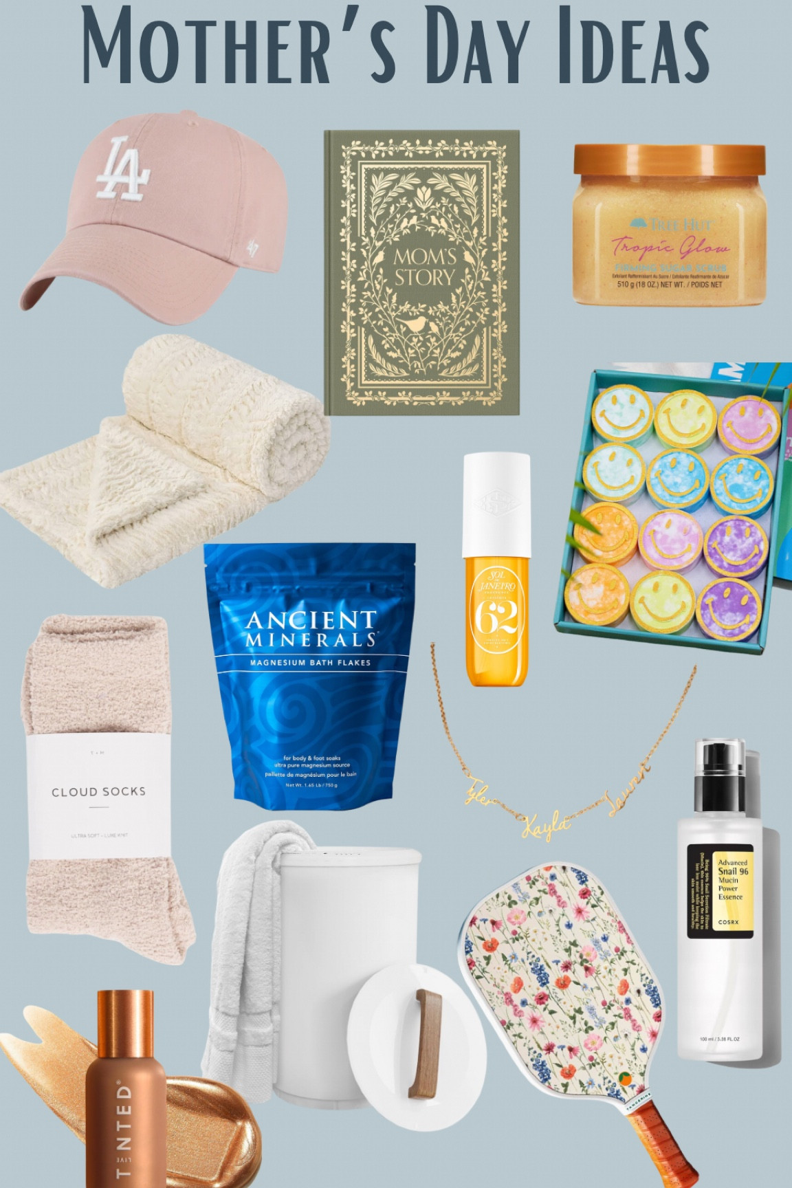 Quick and easy Mother’s Day gift ideas! Self care, keepsake journals and jewelry, bath salts and shower steamer, cozy socks and blankets to go with a cosy pajama/towel warmer which is known sale! Plus the pastel baseball caps which are all the rage 😍

#LTKfindsunder50 #LTKsalealert #LTKGiftGuide