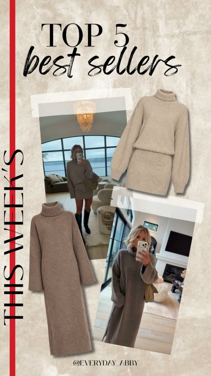 The 2 most loved items this week! These sweater dresses legit are that good! 💯🙌🏆 wearing a medium in the short and a small in the long