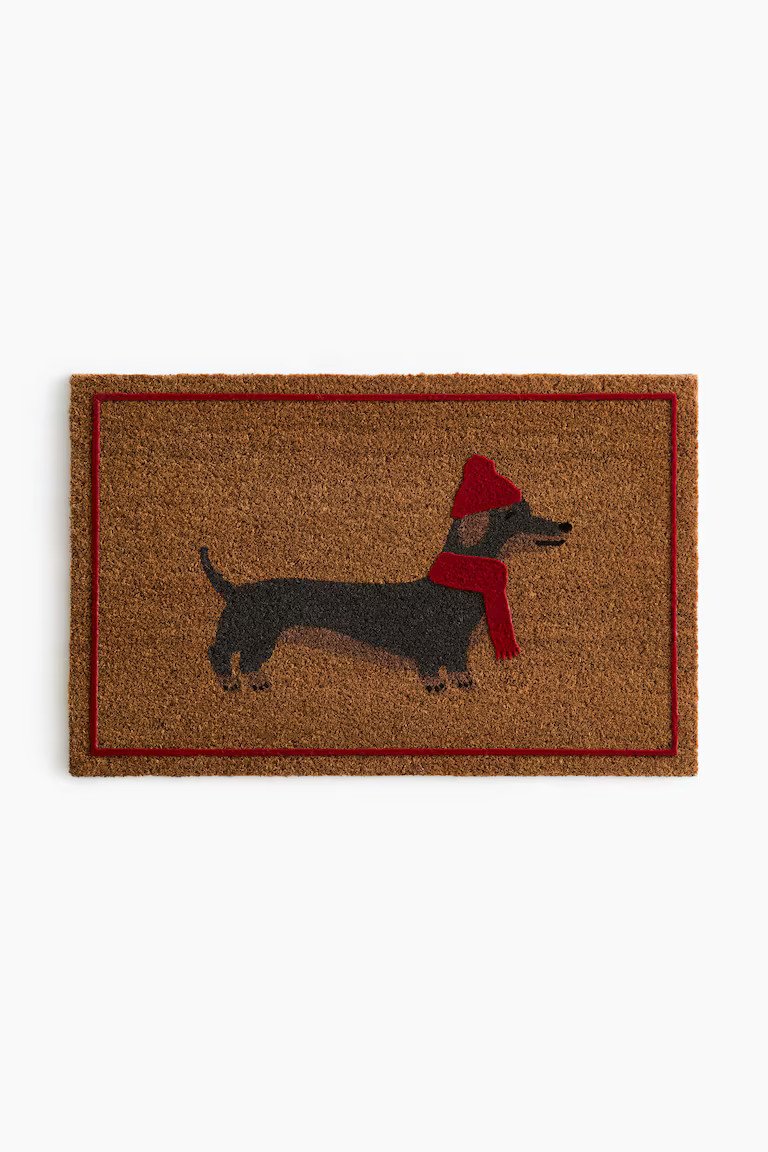 H & M - Motif-Detail Coir Doormat - Dark Beige/Dachshund | H&M (US, CA, MX)