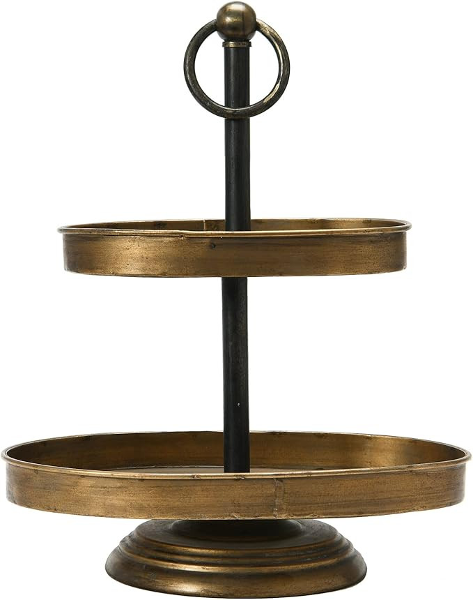 Creative Co-op EC0232 Metal 2-Tier Tray Decorative Accents, Gold | Amazon (US)