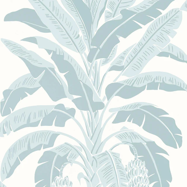Thibaut Banana Tree Spa Blue Wallpaper | DecoratorsBest