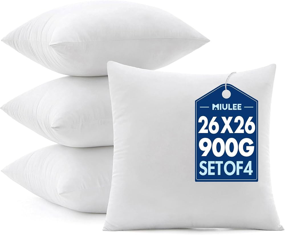 MIULEE 26x26 Euro Pillow Inserts 4 Pack, 100% Virgin Filling Throw Pillows | Amazon (US)