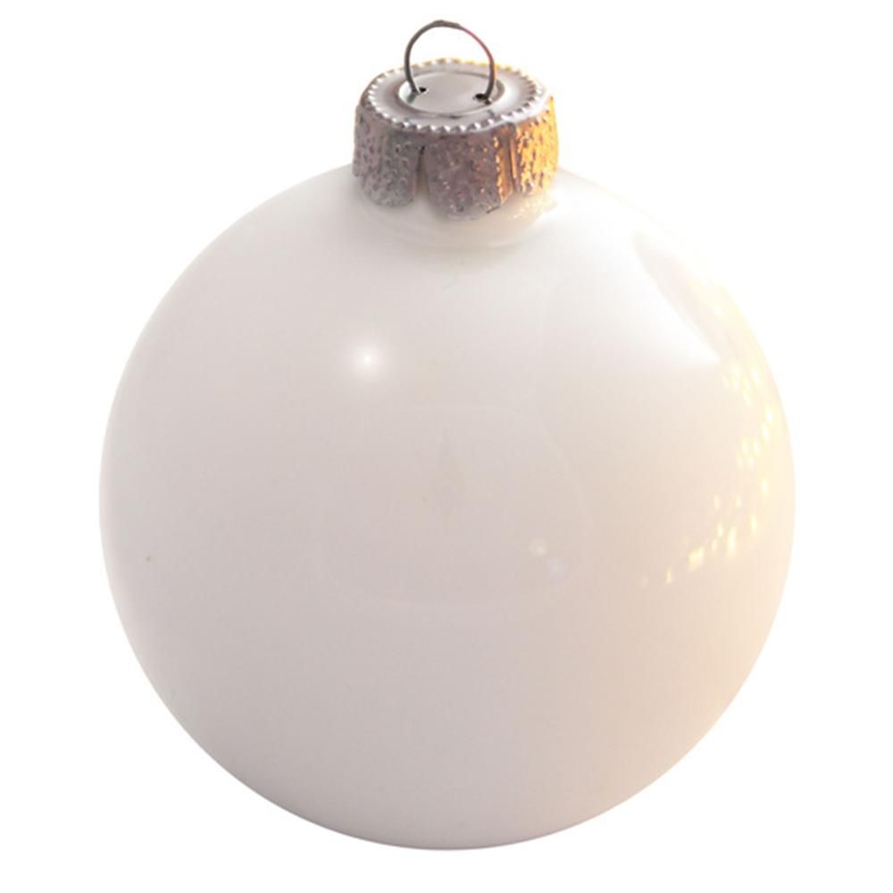 Whitehurst 3.25 in. White Polar Pearl Glass Christmas Ornaments (8-Pack)-28544 - The Home Depot | The Home Depot