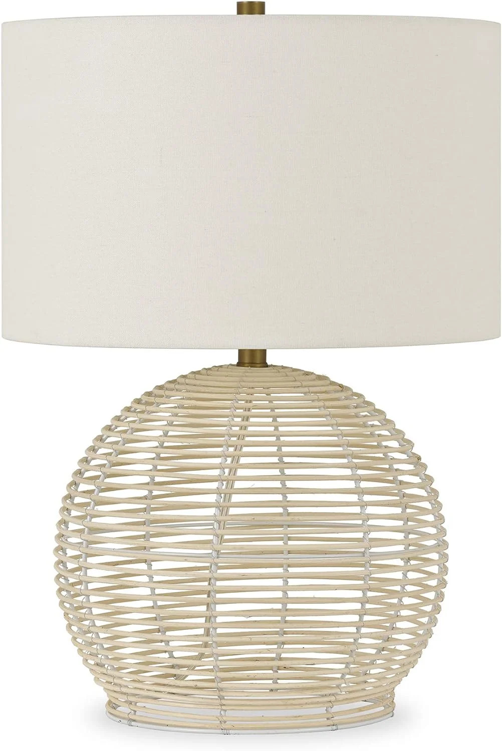 Henn&Hart 21.5" Tall Rattan Table Lamp with Fabric Shade in Rattan, for Home, Living Room, Bedroo... | Walmart (US)