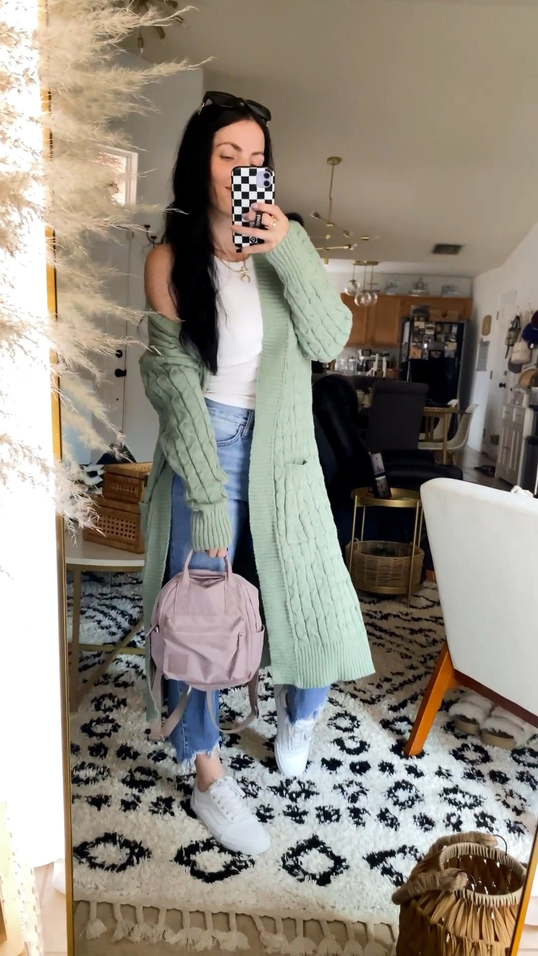 Perfect casual fall outfit - 
Had to snag this thick cable knit cardigan for the coming season. 
Definitely a closet staple to have. 
Especially if you are a cozy gal. 
Fits tts, wearing size small. 
Racerback crop thank is another good closet staple to have, they have so many colors to choose from. 
Fits tts, wearing size medium. 
Linked my comfy Cush vans, they are the best! 
& a pop of color for fall is always fun! Loved this lavender color, goes well with that sage green cardigan. 
If I do say so myself! 


#LTKSale #LTKFind #LTKstyletip