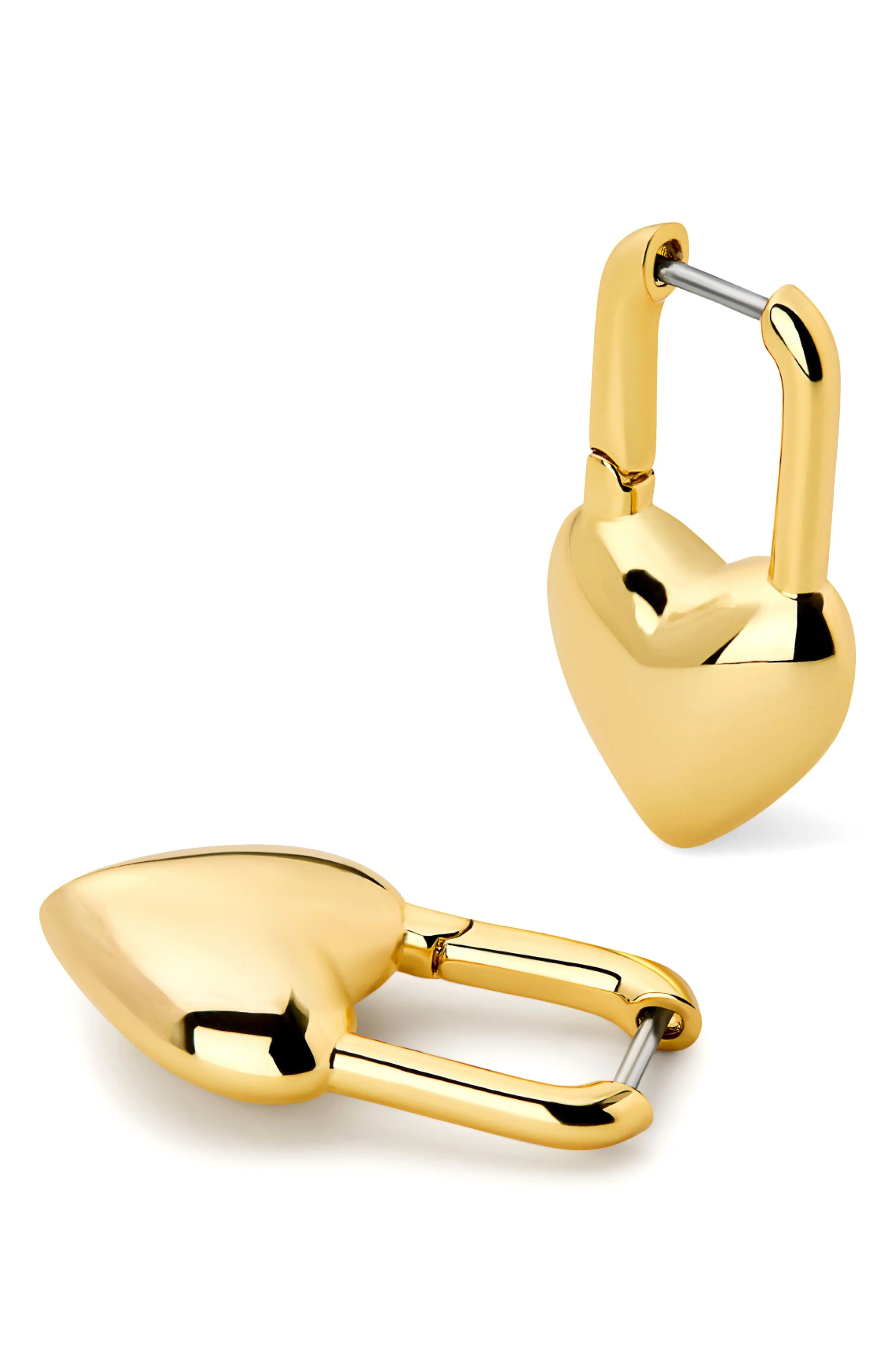 Cameron Two Tone Heart Drop Hoop Earrings (Women) | Nordstrom | Nordstrom
