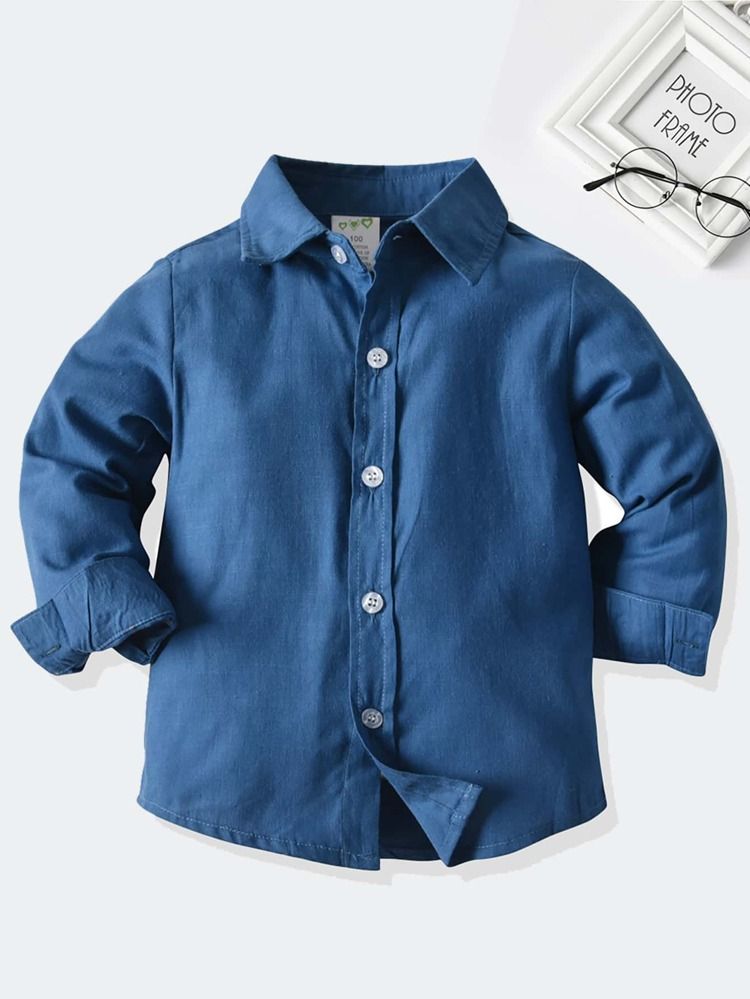 Toddler Boys Solid Button Front Shirt | SHEIN